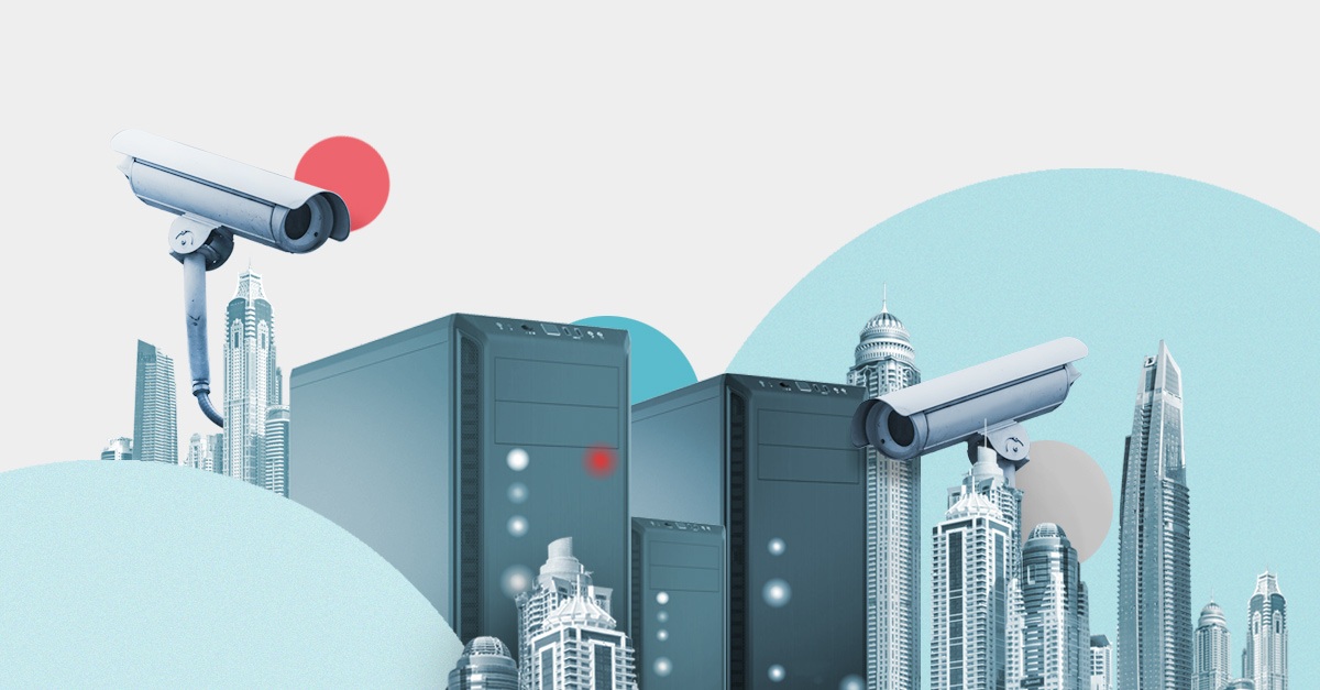 Illustration of some servers and security cameras